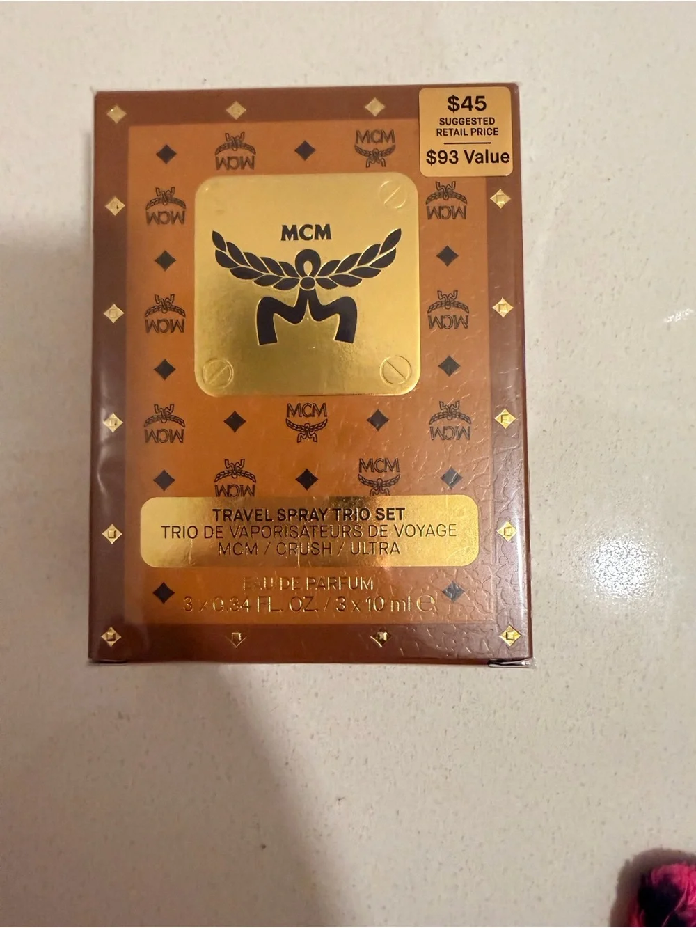 MCM Travel Spray Trio Set — Brown, Pink, Gold